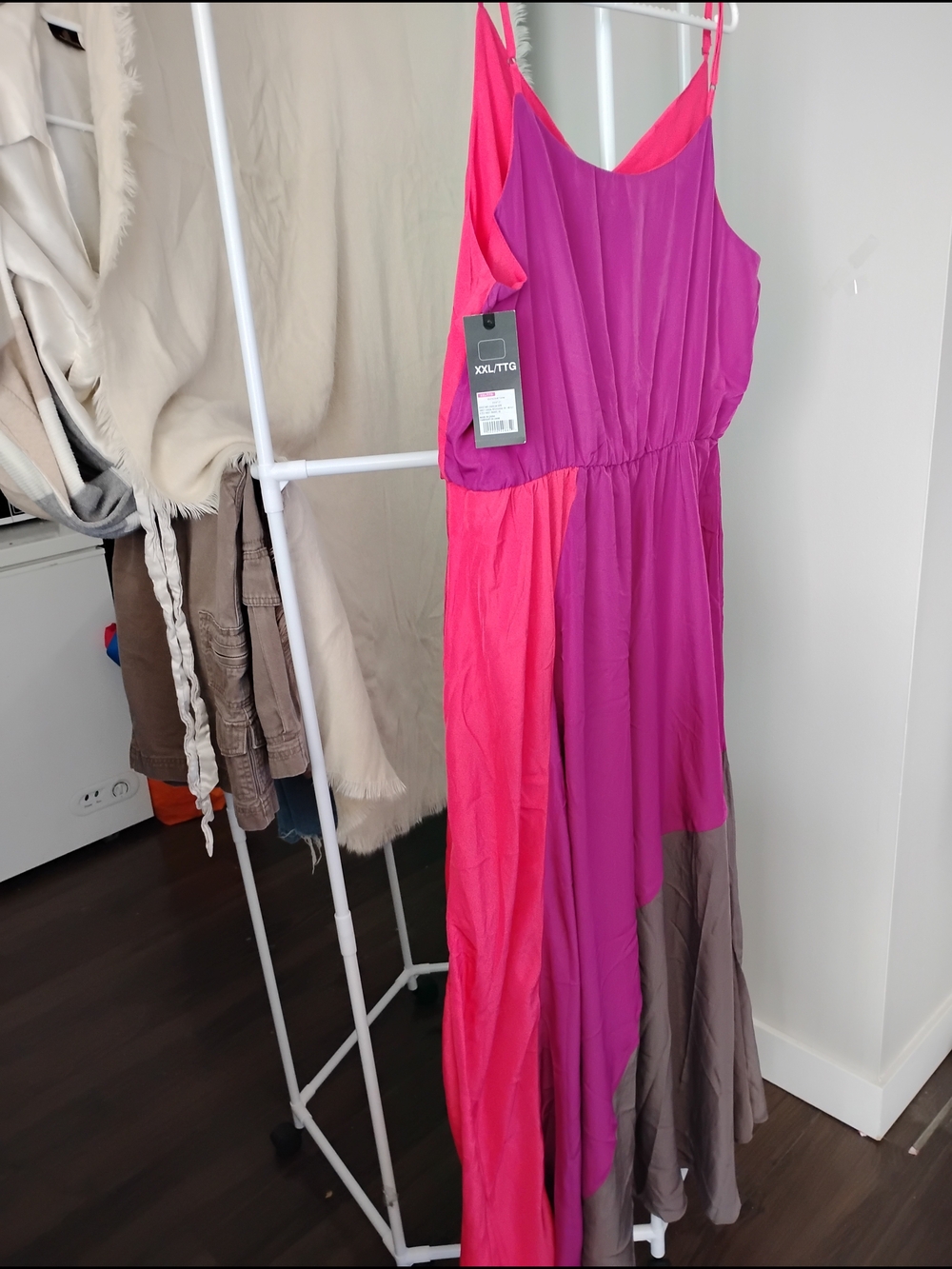 Target Comfort Apparel Spaghetti Straps Maxi Dress in Fuchsia, Pink, Taupe
